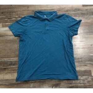 Mack Weldon Mens Large Blue Solid Supima Cotton Blend Polo Shirt
